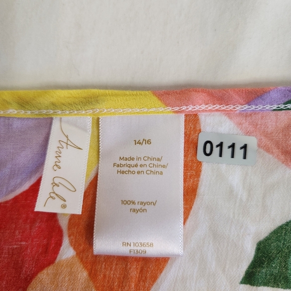 Anne Cole Multicolor Leaf Print Kimono Flounce V Neck Tunic Size 14/16 NWT - Picture 5 of 11